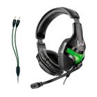 Fone de Ouvido Headset Gamer Warrior Harve p/ Pc Notebook Preto / Verde Conexão 2x P2 - Multilaser