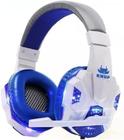 Fone De Ouvido Jogos Pc Headset Gamer Microfone P2 Kp-397 Branco Azul