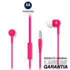 Fone De Ouvido Motorola Earbuds 105, Anti Ruido Com Microfone Conexão P2 - Rosa