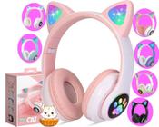 Fone De Ouvido Orelha Gato Led Cores Luz Headphone Cosplay