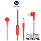 Fone De Ouvido Original Motorola Earbuds 105, Anti Ruído Com Microfone - Vermelho