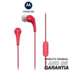 Fone de Ouvido Original Motorola Earbuds 2-S C/ Microfone Conexão P2 - Vermelho