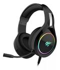 Fone de ouvido over-ear gamer Havit H2232D preto com luz rgb LED Headset Gamer Havit H2232D, RGB