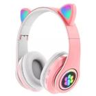 Fone de ouvido over-ear gamer sem fio Barato rosa com luz LED - King