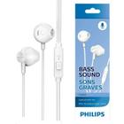 Fone de Ouvido Philips TAUE101 Branco Earbud com Microfone Grave Potente Som Nítido Leve Confortável