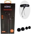 Fone de Ouvido X-BASS com Fio Sem Ruidos com Microfone Lelong LE-0201 Preto
