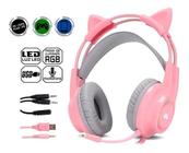 Fone Gamer K-nup KP-GA04 Rosa LED RGB 50mm P3-P2