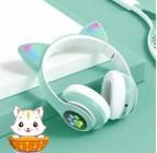 Fone Orelha De Gato Headphone Gatinho Com Led Fone Bluetooth Dobrável