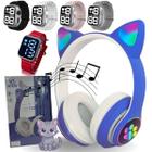 Fone Orelha De Gato Headphone Gatinho Com Led Fone Bluetooth e pulseira led digital