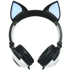 Fone Ouvido Headphone Com Fio Estéreo Orelha Gato Gatinho Led Infantil P2 Exbom Hf-c30 Preto