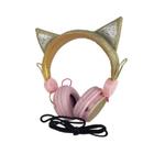 Fone Ouvido Headphone Orelha De Gato C/Glitter ZAT251 Dourad