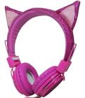 Fone Ouvido Headphone Orelha De Gato Com Glitter ZAT-251 Rosa