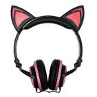 Fone ouvido orelha de gato c/led exbom hf-c22 preto/rosa