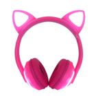 Fone Sem Fio Orelha De Gato Bluetooth Com Led 7 Cores Rosa