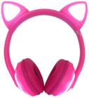 Fone Sem Fio Orelha De Gato Bluetooth Com Led 7 Cores Rosa