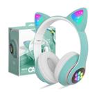 Fones de ouvido Bluetooth KERHAND para crianças Cat Ear LED verde