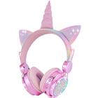 Fones de ouvido sem fio KORABA Kids Unicorn com luzes LED rosa