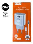 Fonte Carregador Tipo C 20w + Cabo Para iPhone XS X 11 12 13 - Kaidi