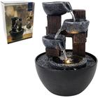 Fonte De Agua Decorativa Stone 3 Quedas Com Led Casal Real Bivolt 18x13x13cm