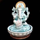 Fonte de Água Estátua de Ganesha Verde Resina Bivolt 30cm - Mandala de Luz