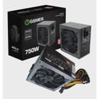 Fonte de alimentação para PC Gamer 750W 115V/230V, Auxiliar 8pinos, PCIe 8pinos, Ultra Silenciosa