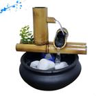 Fonte De Mesa Agua Cascata Resina E Bambu Decorativa Feng Shui 19cm