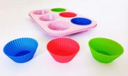 Forma antiaderente p/ cupcake + 6 forminhas silicone