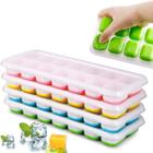 Forma Com Tampa Gelo Ice Flexivel Fundo Silicone 14 Cubos - Forma Gelo Chocolate Cubo