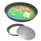 Forma Crespa Redonda Fundo Removível Antiaderente Tortas Quiches Forminha Teflon 24cm