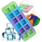 Forma de gelo com 12 cavidades quadradas de silicone 25x11cm - FU XING