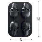 Forma de Gelo Silicone 11x8 Para 4 Caveiras Skull - CLINK