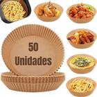 Forma de Papel Fritadeira Air Fryer Forro Forno Descartável Antiaderente Redonda 50 unidades