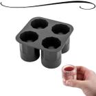 Forma de Silicone Com 4 Cavidades Para Gelo Copo de Shot Bebidas Molde de Copo Ice Shot Festas - Uni Gift