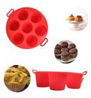 Forma de Silicone CupCake Muffins e Bolinhos 20 Cm Antiaderente Air Fryer 7 Cavidades