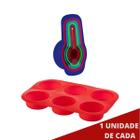 Forma de Silicone Cupcakes Sortida + Colher Medidora 6 Pçs