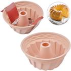 Forma de silicone para bolo/torta/pudim c/ tubo rosa 10,5x23 - WELLMIX