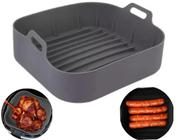 Forma De Silicone Quadrada Fritadeira Microondas C/alça 19cm