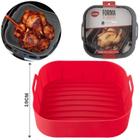 Forma De Silicone Quadrada Para Airfryer 2 Cores Cesto Fritadeira Elétrica Grande