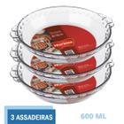 Forma Filetada 600ml Travessa Vidro Temperado Marinex - 3 Un