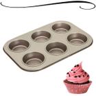 Forma Para 6 Cupcakes Em Aço Carbono E Revestimento Polimérico Antiaderente Utensílio de Confeitar Mimo4852 - Mimo Style