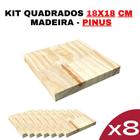 Forma Quadrada Madeira Pinus 18x18cm (8 Peças) - Senhora Madeira