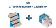 Forma Silicone 3D Gesso Bloco Tijolinho Rustico + Mini Flor