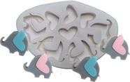 Forma Silicone Sabonete Resina 710 - Elefante Coração Cute 4 cav