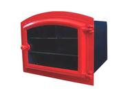 Forno Ferro Fundido Porta De Vidro Vermelho 48x35x30cm P