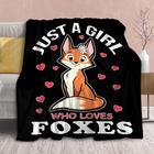 Fox cobertor de pelúcia animal presente para as mulheres crianças Fleece Throws-Just A Girl Who Loves Foxes Lightweight Plush Toddler Christmas Decor Super Soft Flannel Blankets for Bedding Chair-60 x50 for Teen