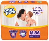 Fralda Descartável Bebê Pom Pom Derma Protek Proteção De Mãe 4 a 9KG Tamanho M 86 Tiras