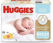 Fralda Descartável Infantil Bebê Huggies Natural Care RN Recém Nascido com 34 unidades