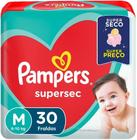 Fralda Descartável Pampers Supersec Pacotão Tamanho M Com 30 Unidades