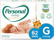 Fralda Descartavel Personal Premium Hiper 3 Pacotes Tamanho G Com 62 Unidades Cada
