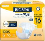 Fralda Geriatrica Bigfral Derma Plus G, pacote com 16 unidades